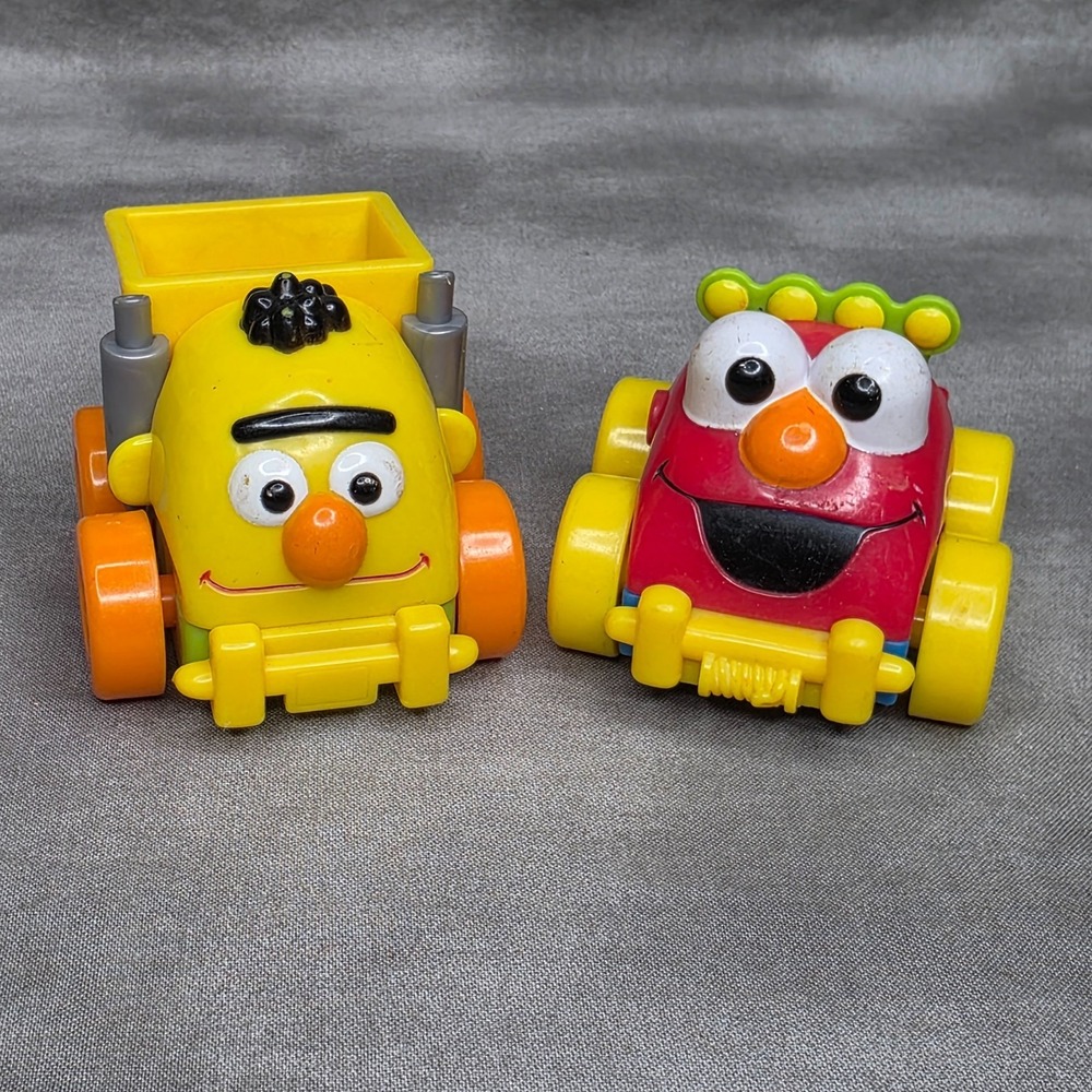Sesame Street Bert Dump Truck & Elmo Car Toys Vintage Lot of 2
